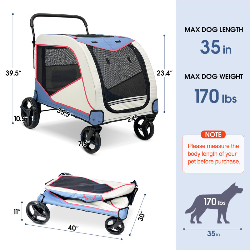 Poloma Large Dog Stroller for Pet Jogger Stroller for 2 Dogs Cats